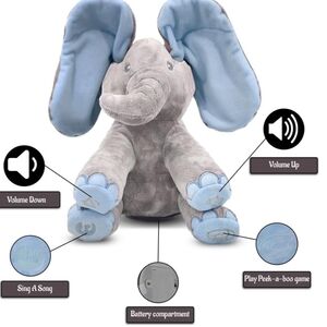 Plush Elephant Stuffed Animal - Gray and Light Blue